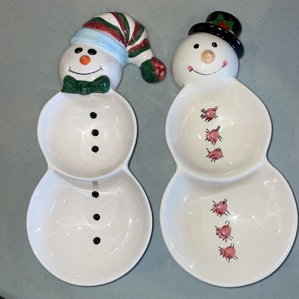 Snowman Holiday Ceramic Candy Dishes